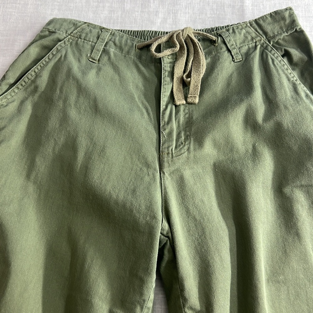 🌞 Casey & Max Vintage green casual elastic draw string capri trousers women 8 - Picture 4 of 16